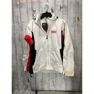Vintage HELLY HANSEN Women Jacket Overcoat Size Medium White/Red